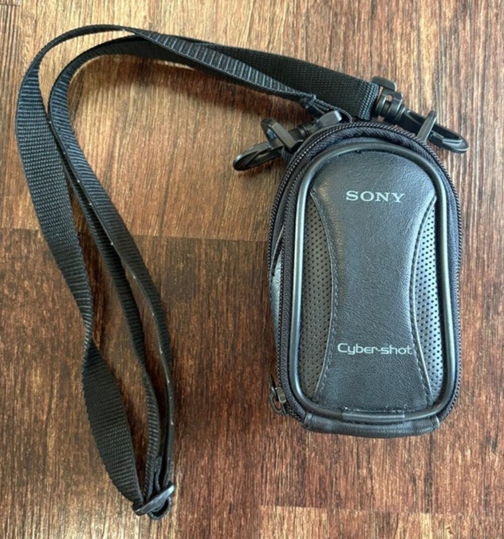 Sony Cyber-Shot Unisex OS Black Faux Leather Camera Bag Shoulder Case EUC